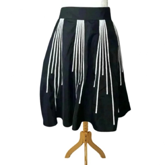 The Limited Black A-Line Skirt with White Ribbon Detail - Size M - Picture 1 of 3